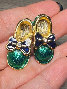 Vintage Green Shoes Brooch Irish Christmas St. Patrick's day